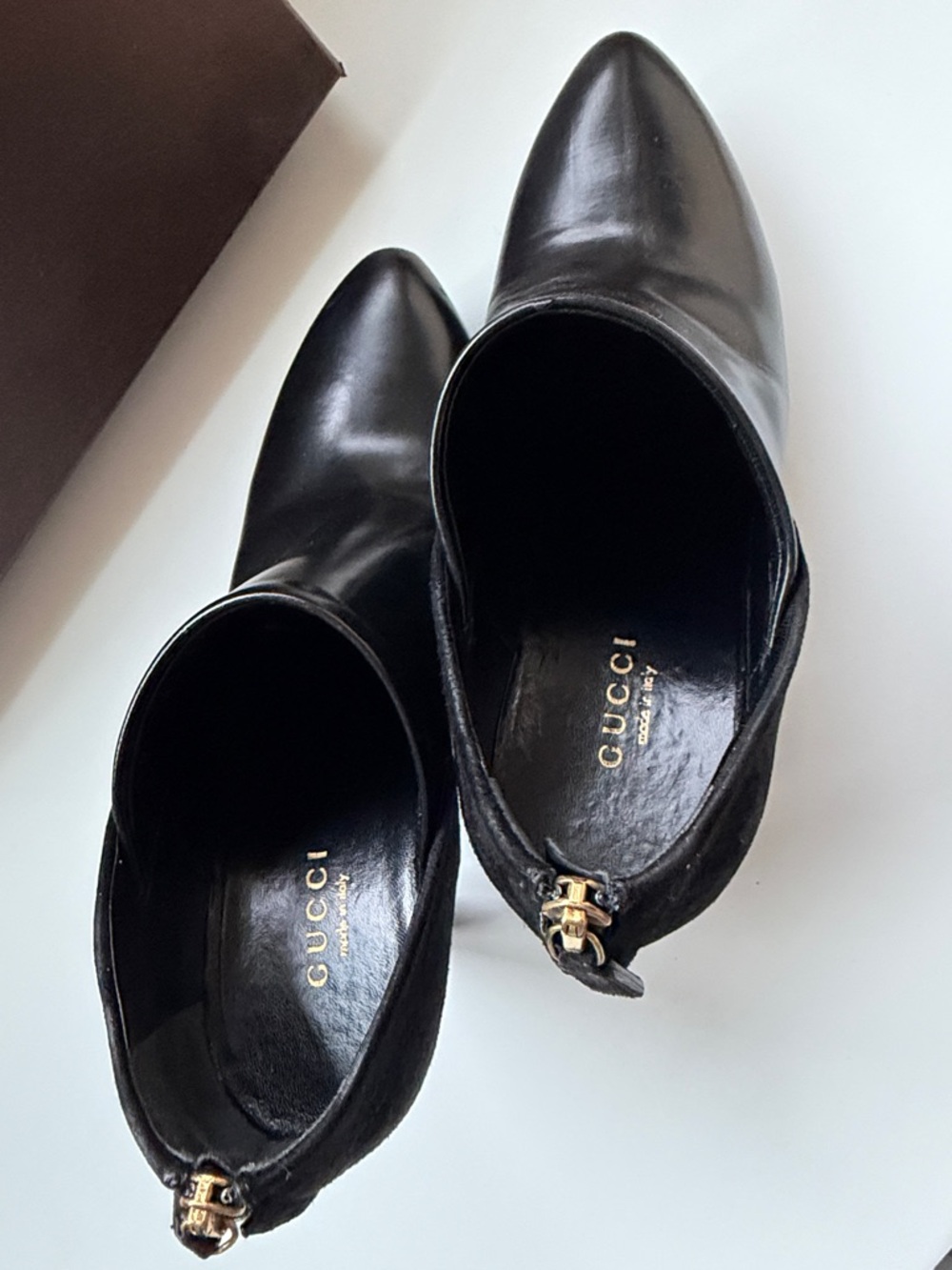 Gucci Black Leather Platform High-Heel Ankle Pumps - Picture 3 of 8